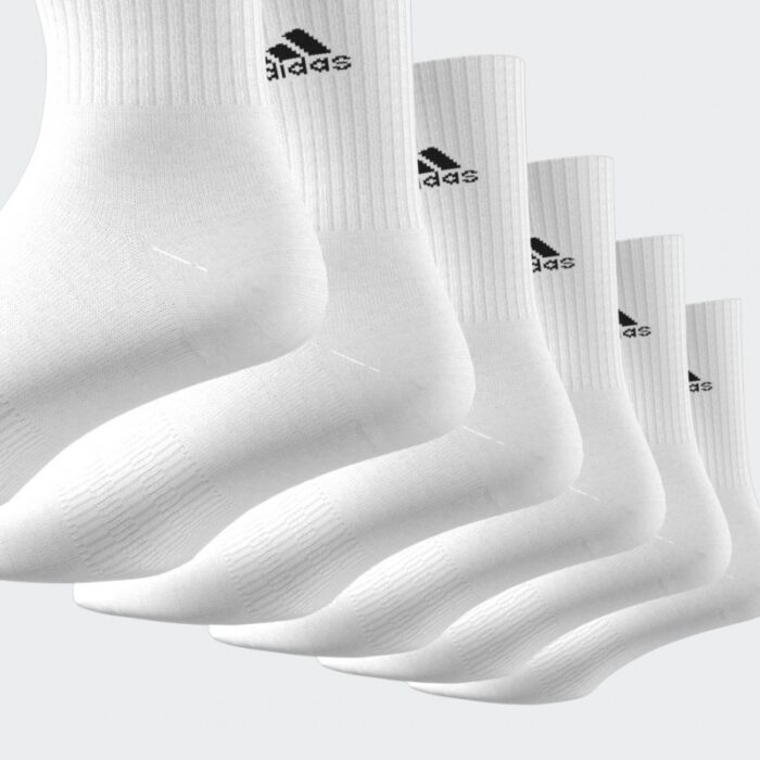 ⁦adidas Unisex' Cushioned Sportswear Crew (6 Pairs) Socks - جوارب اديداس كوشيند كرو (6 أزواج) للجنسين لون أبيض⁩ - الصورة ⁦7⁩