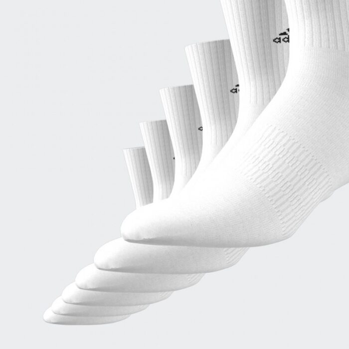 ⁦adidas Unisex' Cushioned Sportswear Crew (6 Pairs) Socks - جوارب اديداس كوشيند كرو (6 أزواج) للجنسين لون أبيض⁩ - الصورة ⁦8⁩