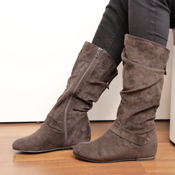 1033753075_67dc710c720e4 جزمة مخمل ساق طويل للنساء لون رمادي - الصورة 1