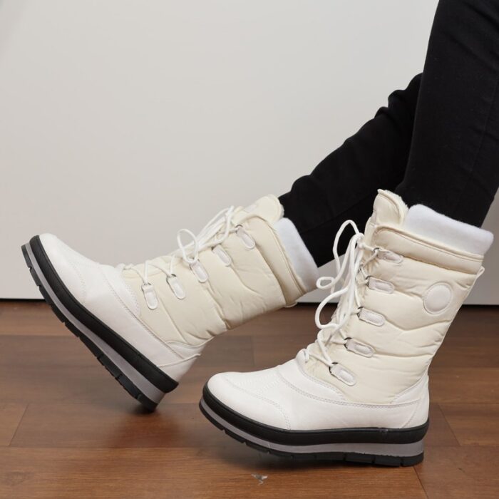 ⁦جزمة ساق  متوسط الطول للنساء لون أبيض⁩ - الصورة ⁦2⁩