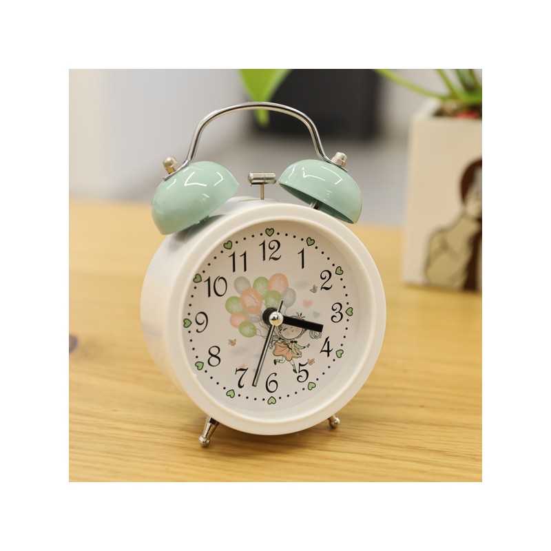 ⁦ساعة منبه أنالوج بتصميم دائري لون أخضر⁩ - الصورة ⁦1⁩