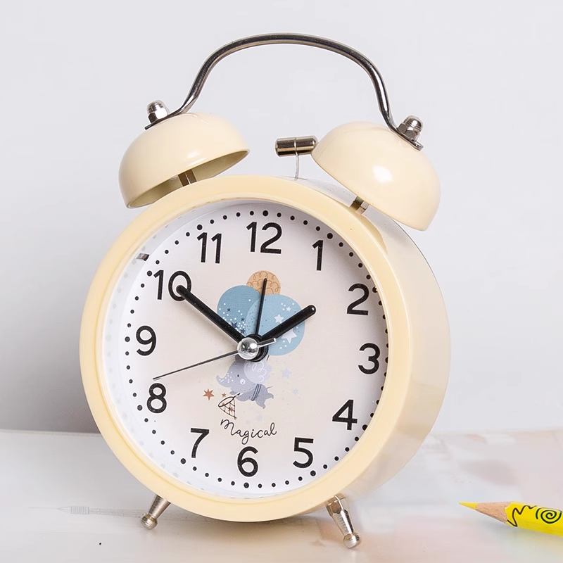 ⁦ساعة منبه أنالوج بتصميم دائري لون أصفر⁩ - الصورة ⁦1⁩