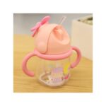 ⁦كأس بلاستيك مع مصاصة بمقابض زهري سعة 260 مل⁩ - الصورة ⁦2⁩