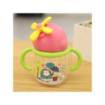 كأس بلاستيك مع مصاصة بتصميم Happy Day بمقابض أخضر سعة 260 مل