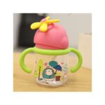 ⁦كأس بلاستيك مع مصاصة بتصميم Happy Day بمقابض أخضر سعة 260 مل⁩ - الصورة ⁦4⁩