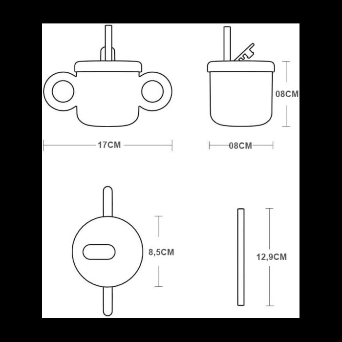 ⁦كأس بلاستيك بمصاصة مع غطاء سيلكون أصفر بمقابض لون زهري سعة 240 مل⁩ - الصورة ⁦5⁩