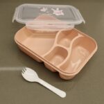 ⁦لانش بوكس بلاستيك مع ملعقة حجم 24×18 سم لون زهري⁩ - الصورة ⁦7⁩