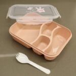 ⁦لانش بوكس بلاستيك مع ملعقة حجم 24×18 سم لون زهري⁩ - الصورة ⁦8⁩