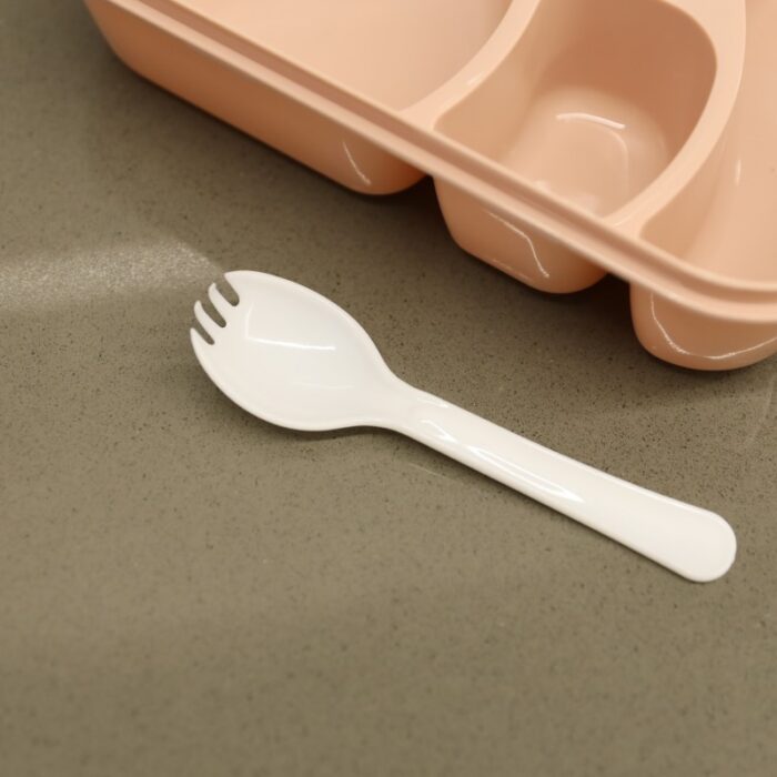 ⁦لانش بوكس بلاستيك مع ملعقة حجم 24×18 سم لون زهري⁩ - الصورة ⁦9⁩