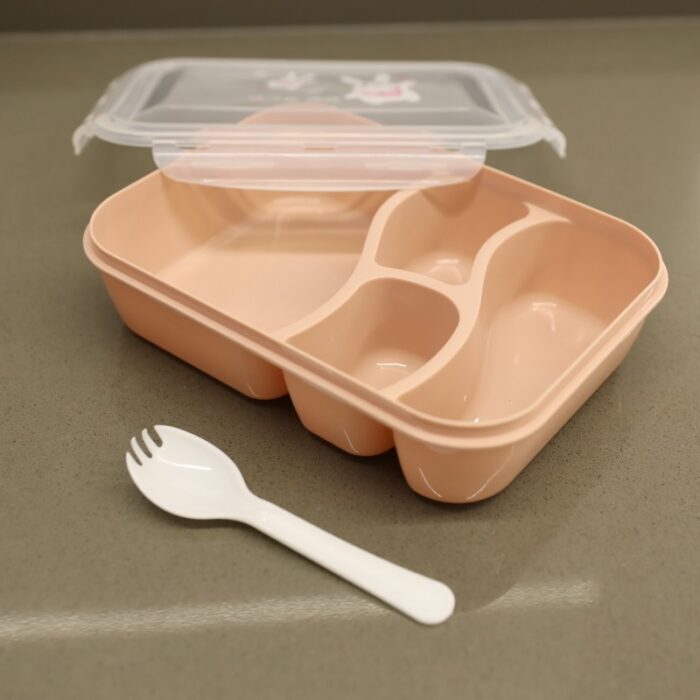 ⁦لانش بوكس بلاستيك مع ملعقة حجم 24×18 سم لون زهري⁩ - الصورة ⁦10⁩