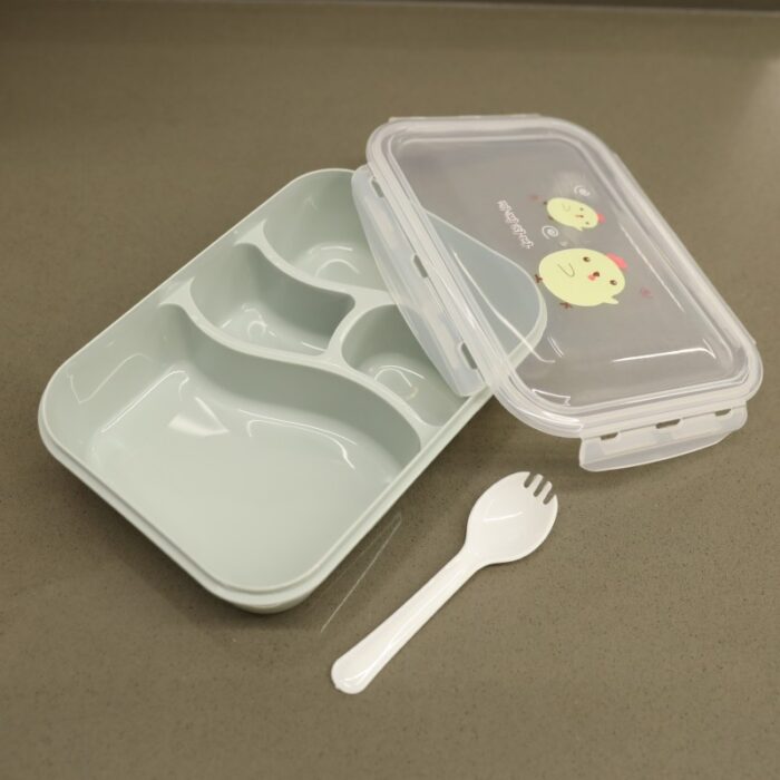 ⁦لانش بوكس بلاستيك مع ملعقة حجم 24×18 سم لون أخضر⁩ - الصورة ⁦10⁩