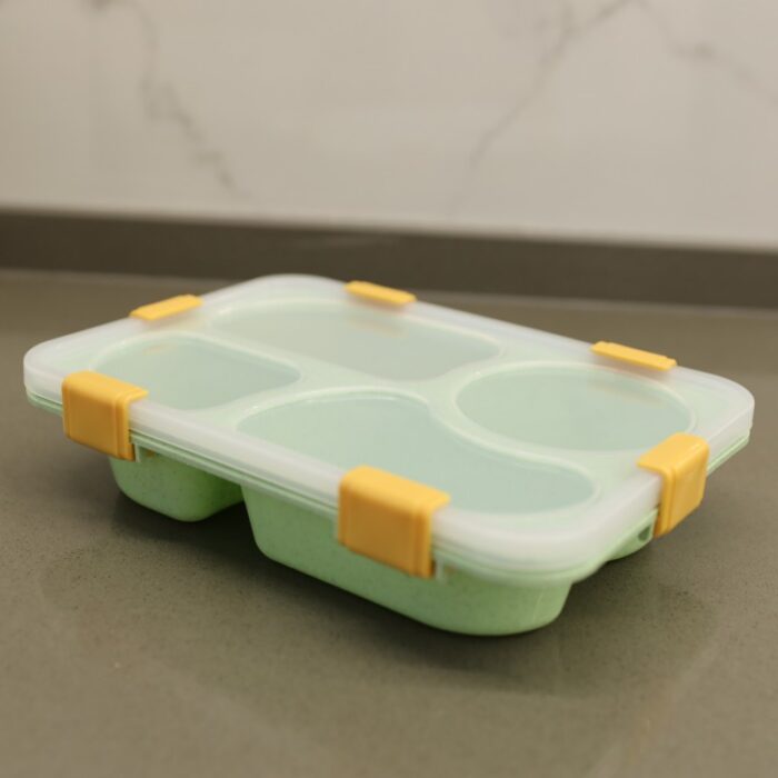 ⁦لانش بوكس بلاستيك مع ملعقة حجم 23.5×17.5 سم لون أخضر⁩ - الصورة ⁦8⁩