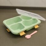 ⁦لانش بوكس بلاستيك مع ملعقة حجم 23.5×17.5 سم لون أخضر⁩ - الصورة ⁦12⁩