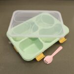 ⁦لانش بوكس بلاستيك مع ملعقة حجم 23.5×17.5 سم لون أخضر⁩ - الصورة ⁦14⁩