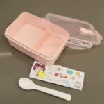 ⁦لانش بوكس بلاستيك مع ملعقة حجم 16.5×11 سم لون زهري⁩ - الصورة ⁦10⁩