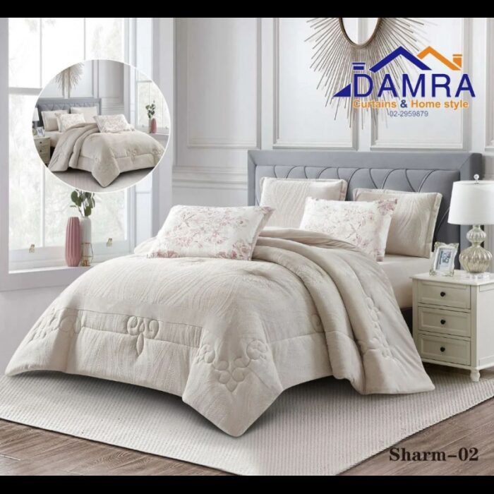 1033753169_67dc71bc4f153 طقم لحاف شتوي (4 قطع) بالحجم المفرد ونص موديل شارم Sharm-02 لون أوف وايت - الصورة 1