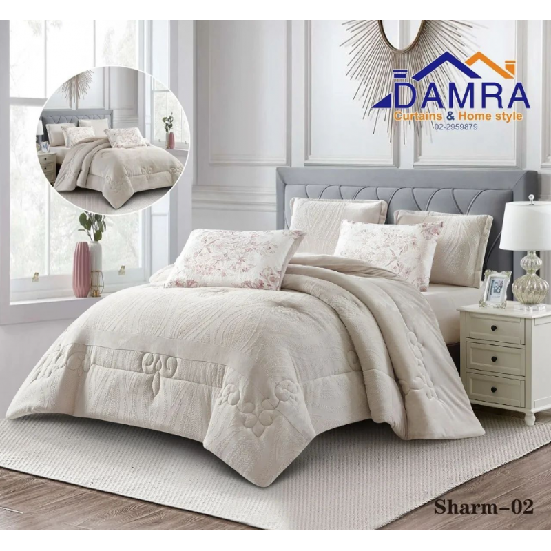 ⁦طقم لحاف شتوي (4 قطع) بالحجم المفرد ونص موديل شارم Sharm-02 لون أوف وايت⁩ - الصورة ⁦1⁩
