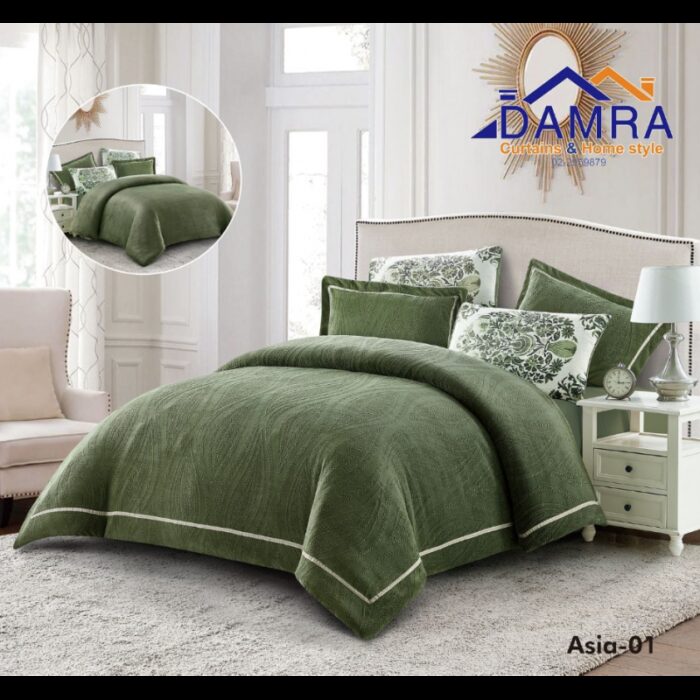 ⁦طقم لحاف شتوي (4 قطع) بالحجم المفرد ونص موديل آسيا Asia-01 لون أخضر⁩ - الصورة ⁦1⁩