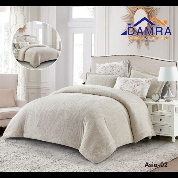 ⁦طقم لحاف شتوي (4 قطع) بالحجم المفرد ونص موديل آسيا Asia-02 لون أوف وايت⁩ - الصورة ⁦1⁩