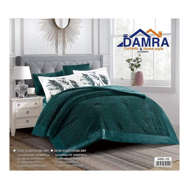 ⁦طقم لحاف شتوي (4 قطع) بالحجم المفرد ونص موديل أبيل ABIL-02 لون تركواز⁩ - الصورة ⁦1⁩