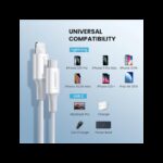 ⁦كابل شاحن من جي جرين طول 1 متر لون أبيض- UGREEN MFi USB-C to Lightning Charging Cable⁩ - الصورة ⁦6⁩