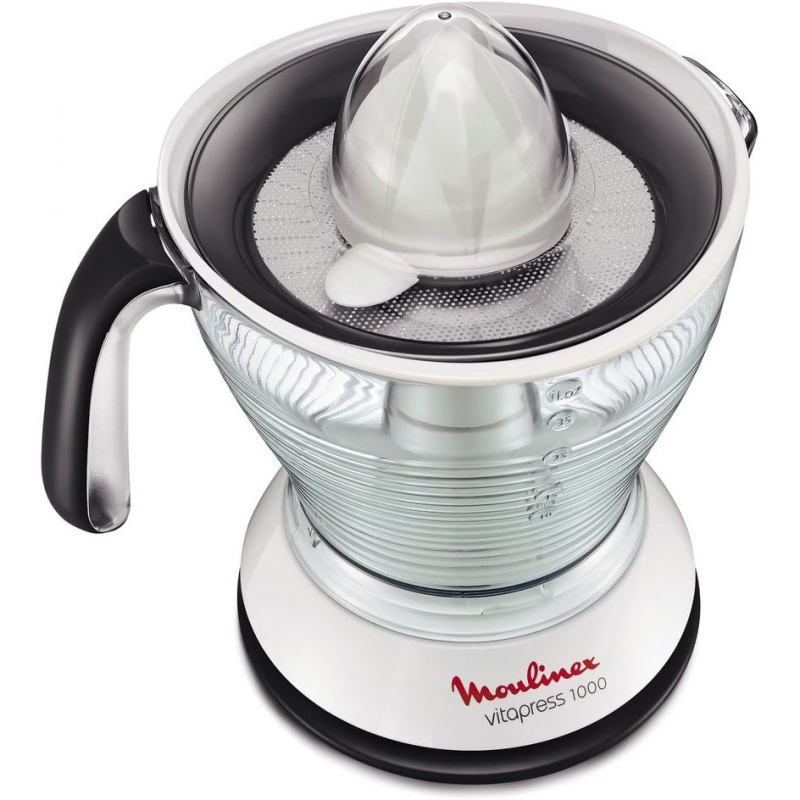 ⁦Moulinex Vita Press Juicer With Hand, 1 Liter, 25 Watt-عصارة كهربائية من مولينكس 25 واط لون ابيض ورمادي⁩ - الصورة ⁦1⁩