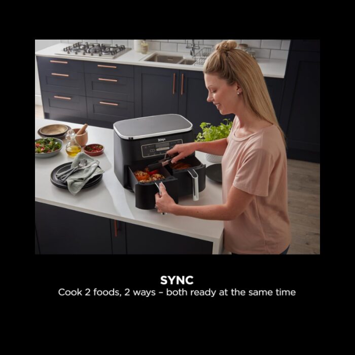 ⁦Ninja Foodi Dual Zone Air Fryer- AF300EU-مقلى هوائي من نينجا بجارورين سعة 7.6 لتر⁩ - الصورة ⁦4⁩