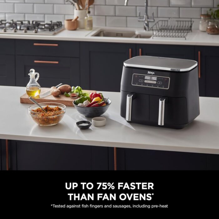 ⁦Ninja Foodi Dual Zone Air Fryer- AF300EU-مقلى هوائي من نينجا بجارورين سعة 7.6 لتر⁩ - الصورة ⁦8⁩