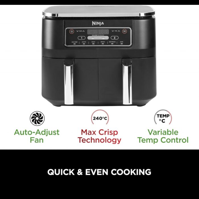 ⁦Ninja Foodi Dual Zone Air Fryer- AF300EU-مقلى هوائي من نينجا بجارورين سعة 7.6 لتر⁩ - الصورة ⁦11⁩