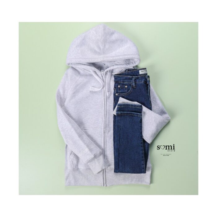 ⁦جاكيت مبطن مع طاقية للنساء لون سكني من Sami Boutique⁩ - الصورة ⁦2⁩