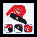 بجامة فوتر شتوية (قطعتين) للأطفال لون أحمر وكحلي