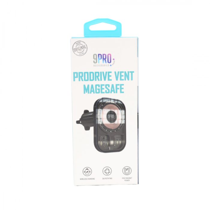 ⁦9PRO Prodrive Vent Magsafe-حامل وستاند هاتف مغناطيسي لفتحة التكييف يدعم نظام الشحن اللاسلكي لون أسود⁩ - الصورة ⁦3⁩