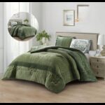 طقم لحاف شتوي (4 قطع) بالحجم المفرد ونص موديل شارم Sharm-01 لون أخضر