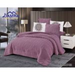 طقم لحاف شتوي (4 قطع) بالحجم المفرد ونص موديل روكي Rocky-02 لون خمري