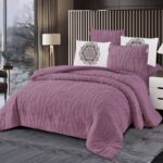 ⁦طقم لحاف شتوي (4 قطع) بالحجم المفرد ونص موديل روكي Rocky-02 لون خمري⁩ - الصورة ⁦2⁩