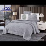 طقم لحاف شتوي (4 قطع) بالحجم المفرد ونص موديل روكي Rocky-03 لون رمادي