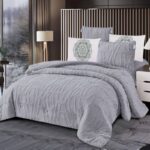 ⁦طقم لحاف شتوي (4 قطع) بالحجم المفرد ونص موديل روكي Rocky-03 لون رمادي⁩ - الصورة ⁦2⁩