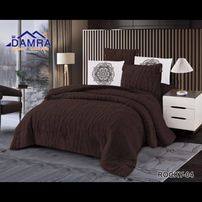 1033753391_67dc73184d61e طقم لحاف شتوي (6 قطع) بالحجم المجوز موديل روكي Rocky-04 لون بني - الصورة 1