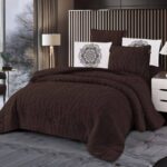 ⁦طقم لحاف شتوي (6 قطع) بالحجم المجوز موديل روكي Rocky-04 لون بني⁩ - الصورة ⁦2⁩