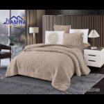 طقم لحاف شتوي (4 قطع) بالحجم المفرد ونص موديل روكي Rocky-05 لون بيج