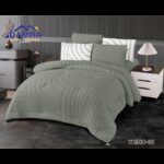 طقم لحاف شتوي (4 قطع) بالحجم المفرد ونص موديل تريند Trind-02 لون أخضر فاتح