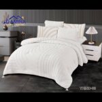 طقم لحاف شتوي (4 قطع) بالحجم المفرد ونص موديل تريند Trind-03 لون أبيض