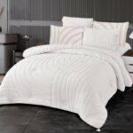 ⁦طقم لحاف شتوي (4 قطع) بالحجم المفرد ونص موديل تريند Trind-03 لون أبيض⁩ - الصورة ⁦2⁩