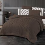 ⁦طقم لحاف شتوي (4 قطع) بالحجم المفرد ونص موديل تريند Trind-05 لون بني⁩ - الصورة ⁦2⁩