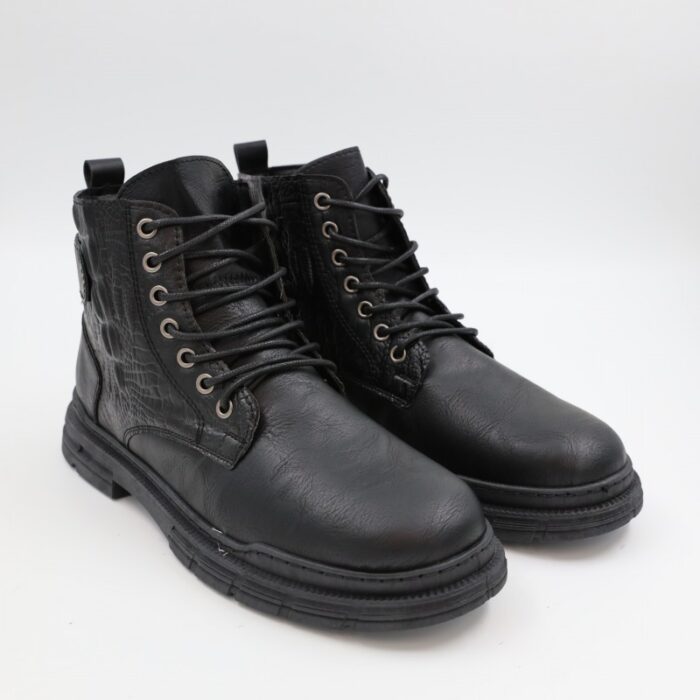 ⁦بسطار جلد ساق طويل للرجال لون أسود⁩ - الصورة ⁦1⁩