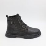 ⁦بسطار جلد ساق طويل للرجال لون أسود⁩ - الصورة ⁦3⁩