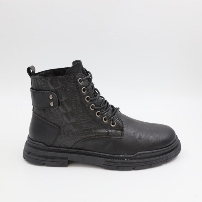 ⁦بسطار جلد ساق طويل للرجال لون أسود⁩ - الصورة ⁦3⁩