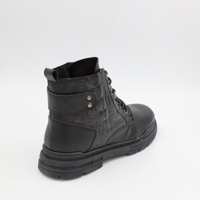 ⁦بسطار جلد ساق طويل للرجال لون أسود⁩ - الصورة ⁦4⁩