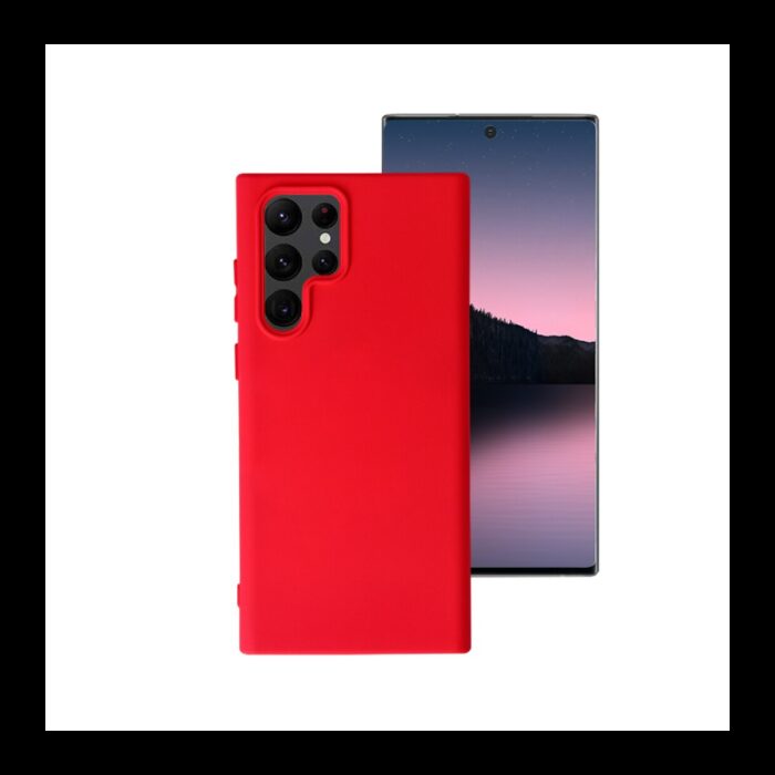 ⁦Samsung S22 Ultra Silicon Case - Red⁩ - الصورة ⁦2⁩