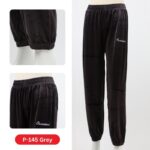 بنطلون مخمل بتصميم عريض مع أرجل مطاطية للنساء لون رمادي